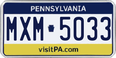 PA license plate MXM5033