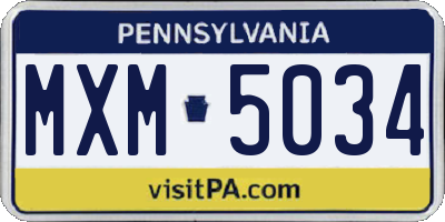 PA license plate MXM5034