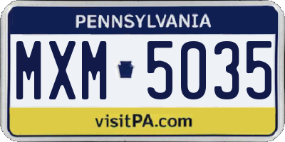 PA license plate MXM5035