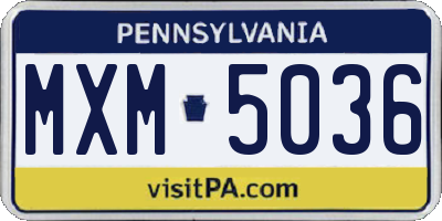 PA license plate MXM5036
