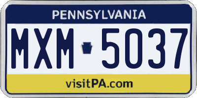 PA license plate MXM5037