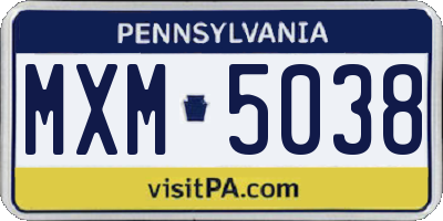PA license plate MXM5038