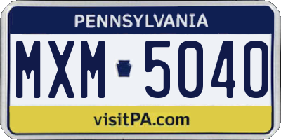 PA license plate MXM5040