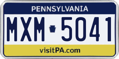 PA license plate MXM5041