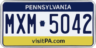 PA license plate MXM5042
