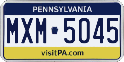 PA license plate MXM5045