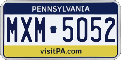 PA license plate MXM5052