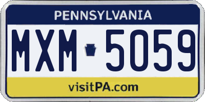 PA license plate MXM5059