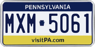PA license plate MXM5061
