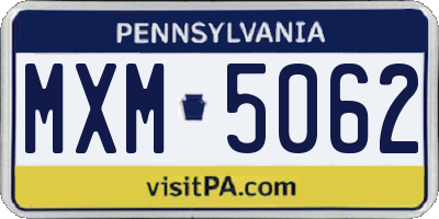 PA license plate MXM5062