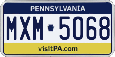 PA license plate MXM5068