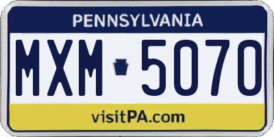 PA license plate MXM5070