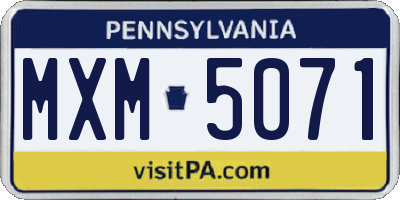 PA license plate MXM5071