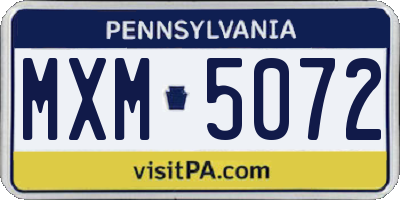 PA license plate MXM5072