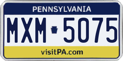 PA license plate MXM5075