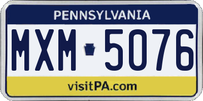 PA license plate MXM5076