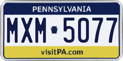 PA license plate MXM5077