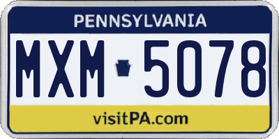 PA license plate MXM5078