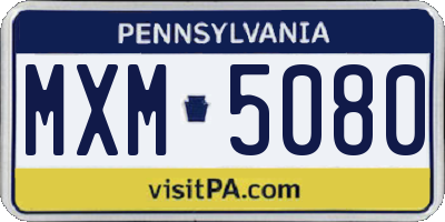 PA license plate MXM5080