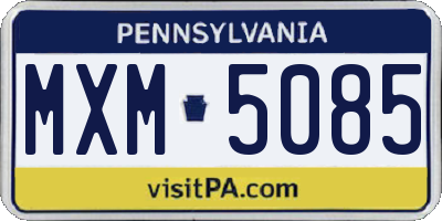 PA license plate MXM5085