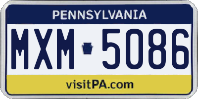 PA license plate MXM5086