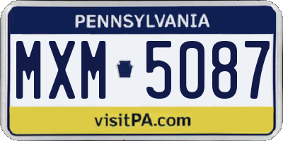 PA license plate MXM5087