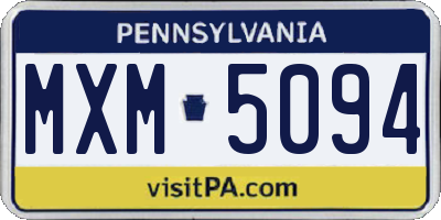 PA license plate MXM5094