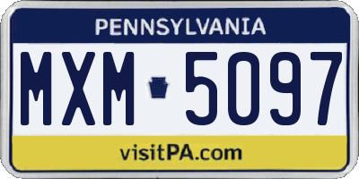 PA license plate MXM5097