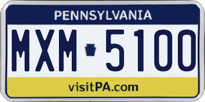 PA license plate MXM5100