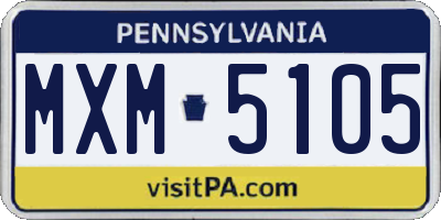 PA license plate MXM5105