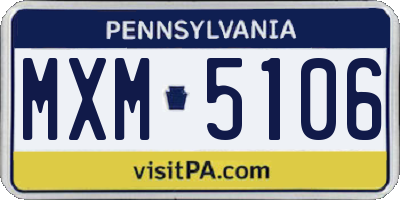 PA license plate MXM5106