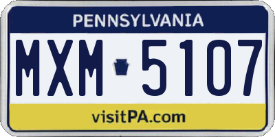 PA license plate MXM5107