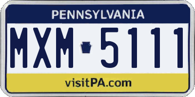 PA license plate MXM5111