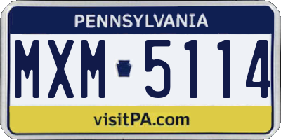 PA license plate MXM5114