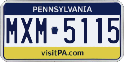 PA license plate MXM5115