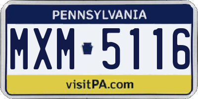 PA license plate MXM5116