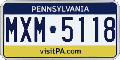PA license plate MXM5118