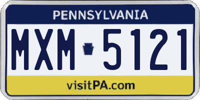 PA license plate MXM5121