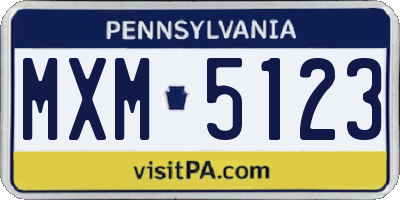 PA license plate MXM5123