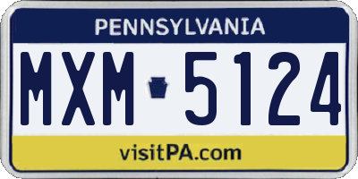 PA license plate MXM5124