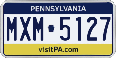 PA license plate MXM5127