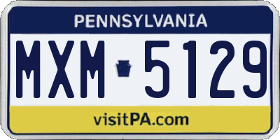 PA license plate MXM5129