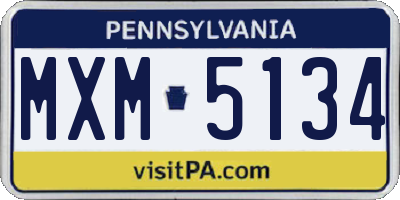 PA license plate MXM5134