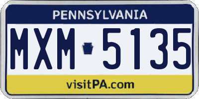 PA license plate MXM5135