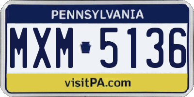 PA license plate MXM5136