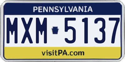 PA license plate MXM5137