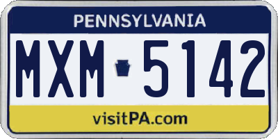 PA license plate MXM5142