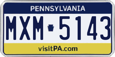 PA license plate MXM5143