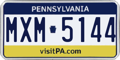 PA license plate MXM5144