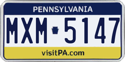 PA license plate MXM5147